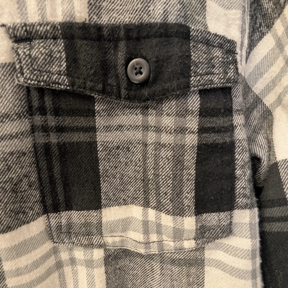 Burnside Gray and Black Plaid Shirt